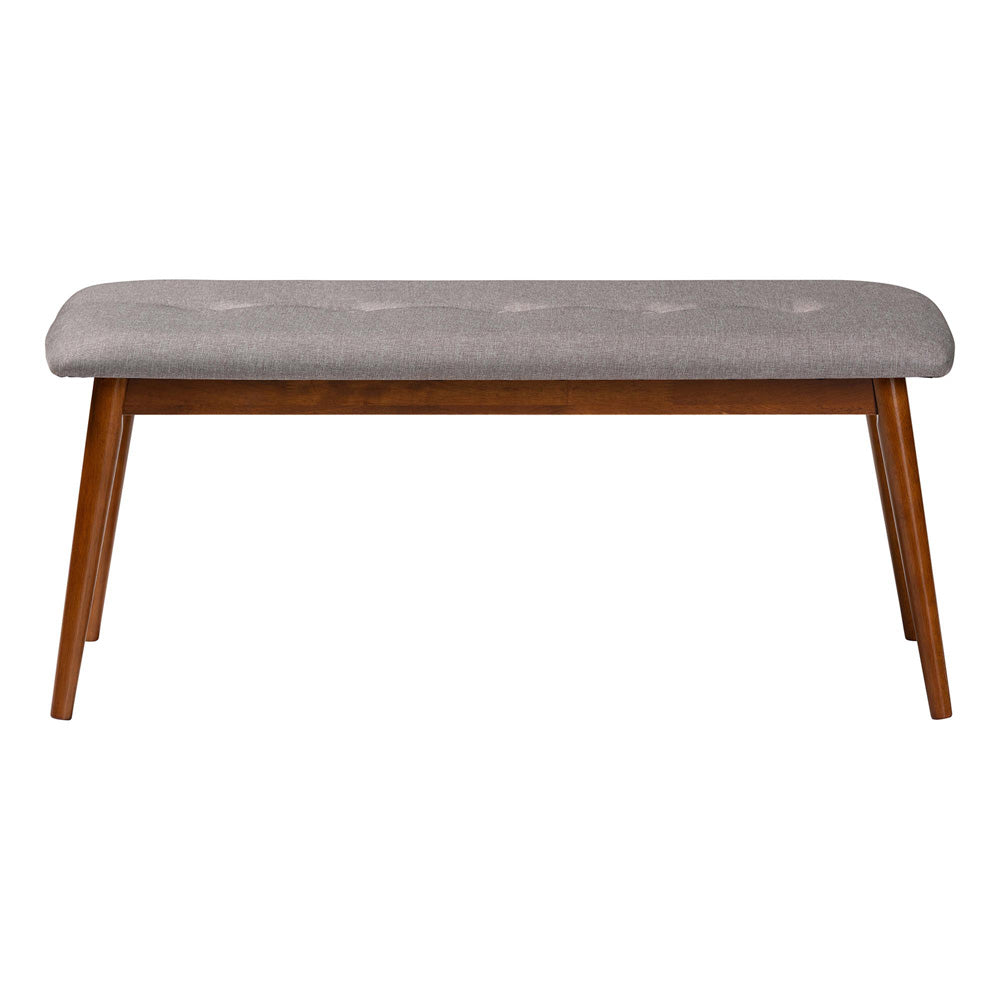 Baxton Studio - Flora Dining Bench in Light Gray - Flora2-Light Grey/Medium Oak-Bench view 2