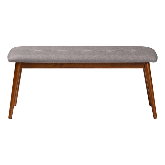 Baxton Studio - Flora Dining Bench in Light Gray - Flora2-Light Grey/Medium Oak-Bench view 2