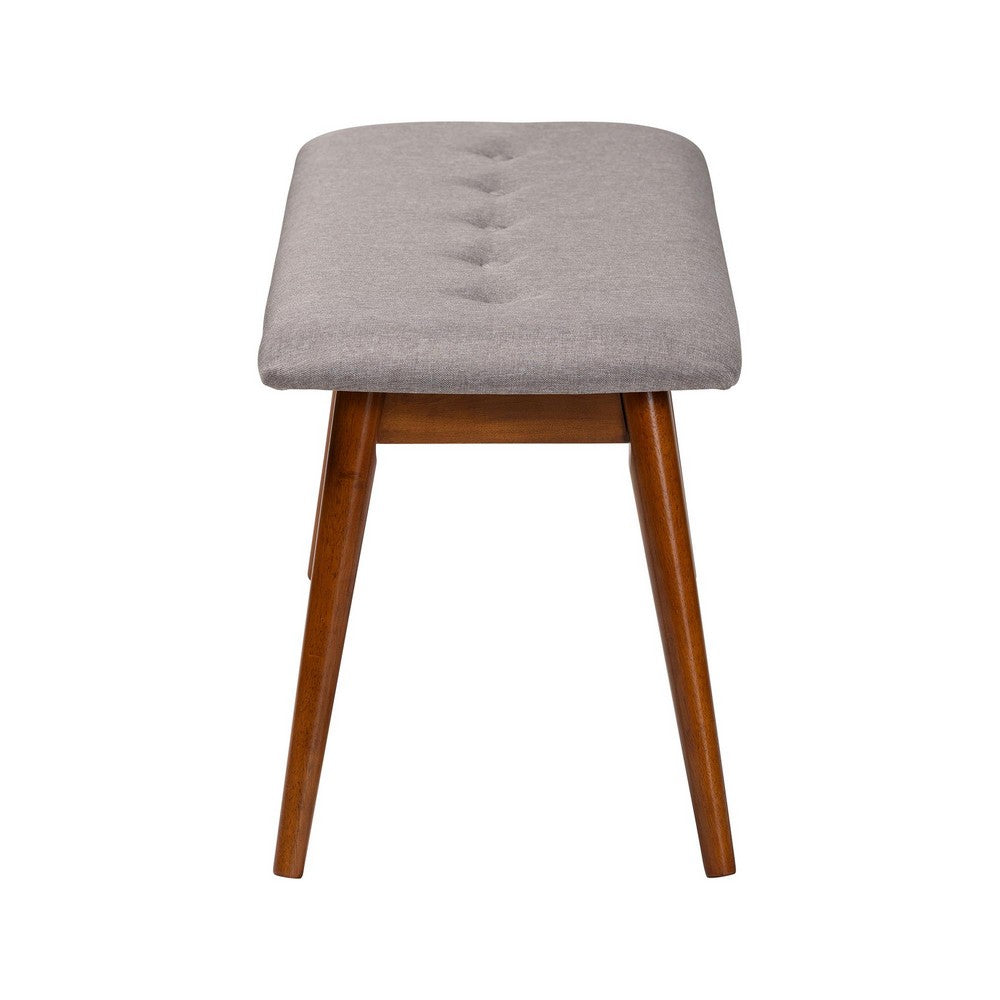 Baxton Studio - Flora Dining Bench in Light Gray - Flora2-Light Grey/Medium Oak-Bench view 3