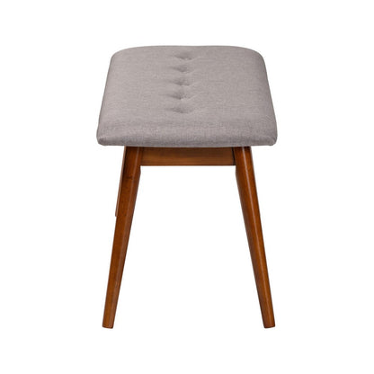 Baxton Studio - Flora Dining Bench in Light Gray - Flora2-Light Grey/Medium Oak-Bench view 3