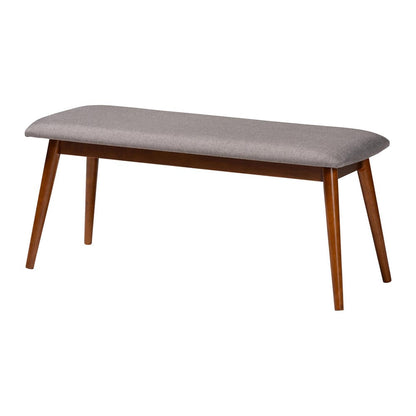 Baxton Studio - Flora Dining Bench in Light Grey/"Oak" Medium Brown - Flora-Medium Oak-Bench view 1