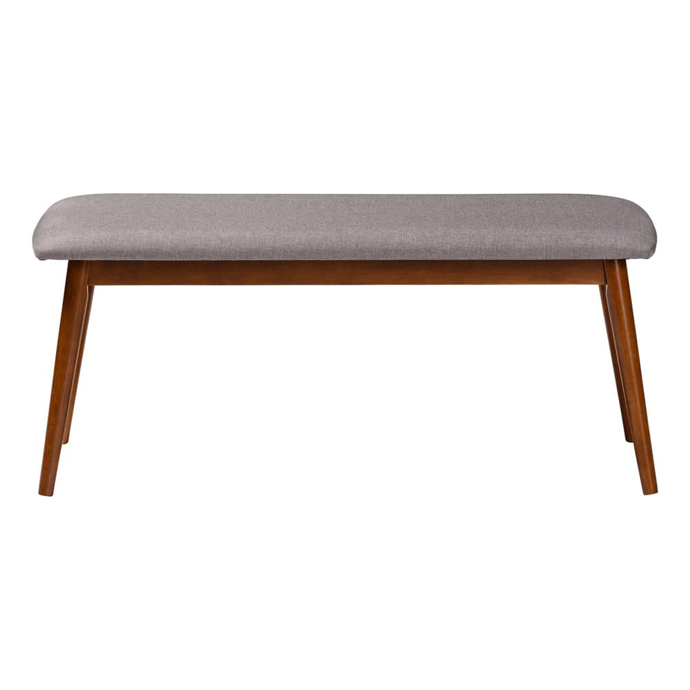 Baxton Studio - Flora Dining Bench in Light Grey/"Oak" Medium Brown - Flora-Medium Oak-Bench view 2