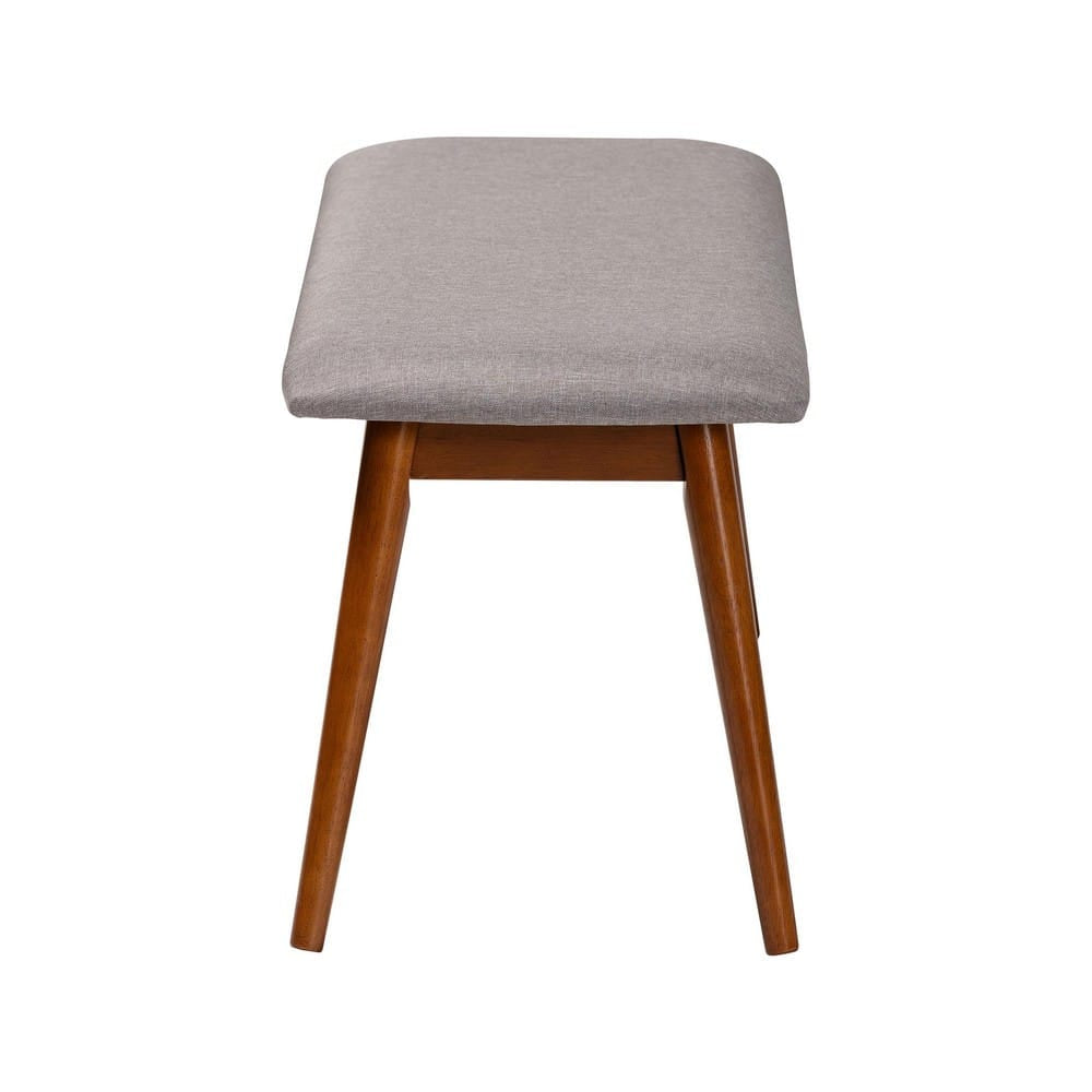 Baxton Studio - Flora Dining Bench in Light Grey/"Oak" Medium Brown - Flora-Medium Oak-Bench view 3
