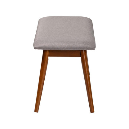 Baxton Studio - Flora Dining Bench in Light Grey/"Oak" Medium Brown - Flora-Medium Oak-Bench view 3