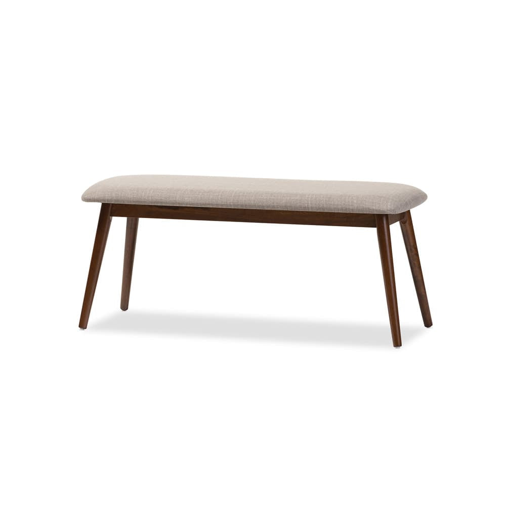 Baxton Studio - Flora Dining Set in Table: "Oak" Medium Brown; Seatings: Light Grey/"Oak" Medium Brown - Flora-Medium Oak 6PC Dining Set view 2