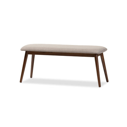 Baxton Studio - Flora Dining Set in Table: "Oak" Medium Brown; Seatings: Light Grey/"Oak" Medium Brown - Flora-Medium Oak 6PC Dining Set view 2