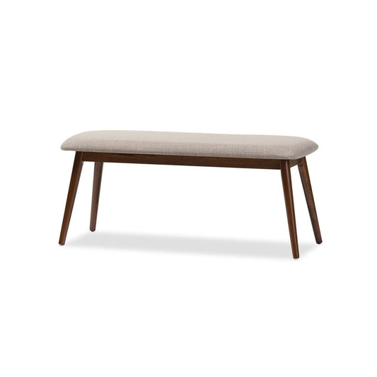Baxton Studio - Flora Dining Set in Table: "Oak" Medium Brown; Seatings: Light Grey/"Oak" Medium Brown - Flora-Medium Oak 6PC Dining Set view 2