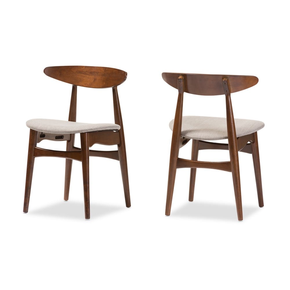 Baxton Studio - Flora Dining Set in Table: "Oak" Medium Brown; Seatings: Light Grey/"Oak" Medium Brown - Flora-Medium Oak 6PC Dining Set view 8