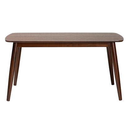 Baxton Studio - Flora Dining Table in Walnut Brown - Flora-Walnut/Crown Cut Veneer-DT view 2