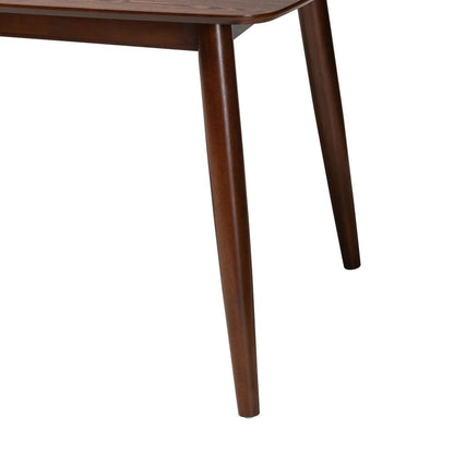 Baxton Studio - Flora Dining Table in Walnut Brown - Flora-Walnut/Crown Cut Veneer-DT view 4