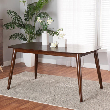 Baxton Studio - Flora Dining Table in Walnut Brown - Flora-Walnut/Crown Cut Veneer-DT view 7