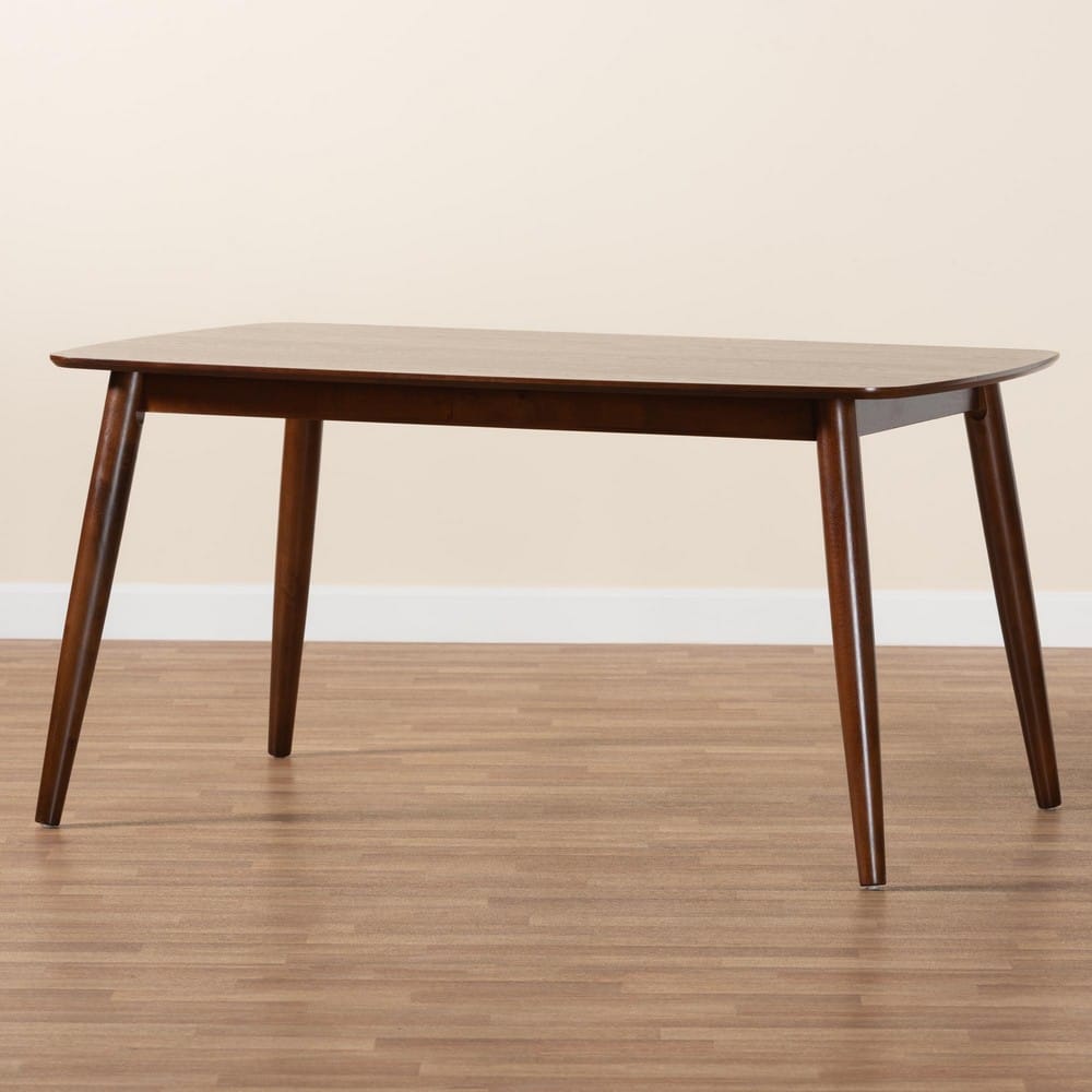 Baxton Studio - Flora Dining Table in Walnut Brown - Flora-Walnut/Crown Cut Veneer-DT view 8