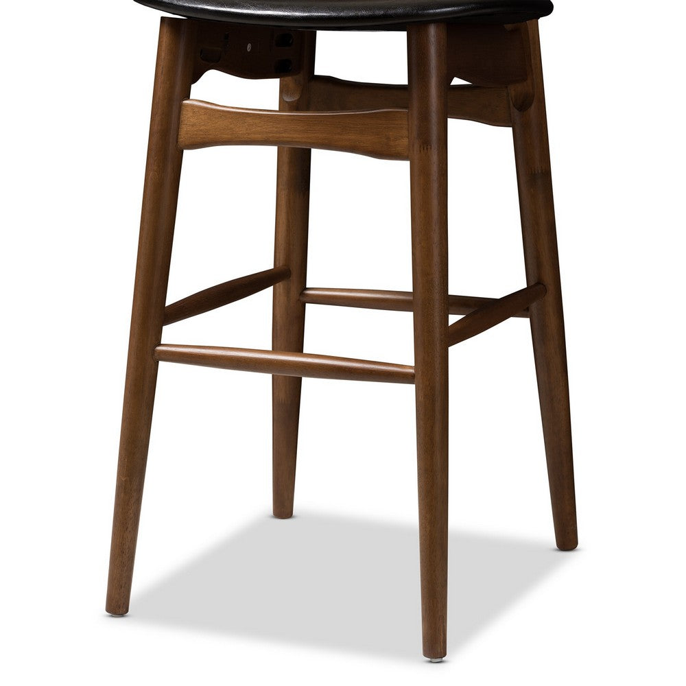 Baxton Studio - Flora Set of 2 Bar Stools in Black/Walnut Brown - Flora-Black/Walnut-BS view 5