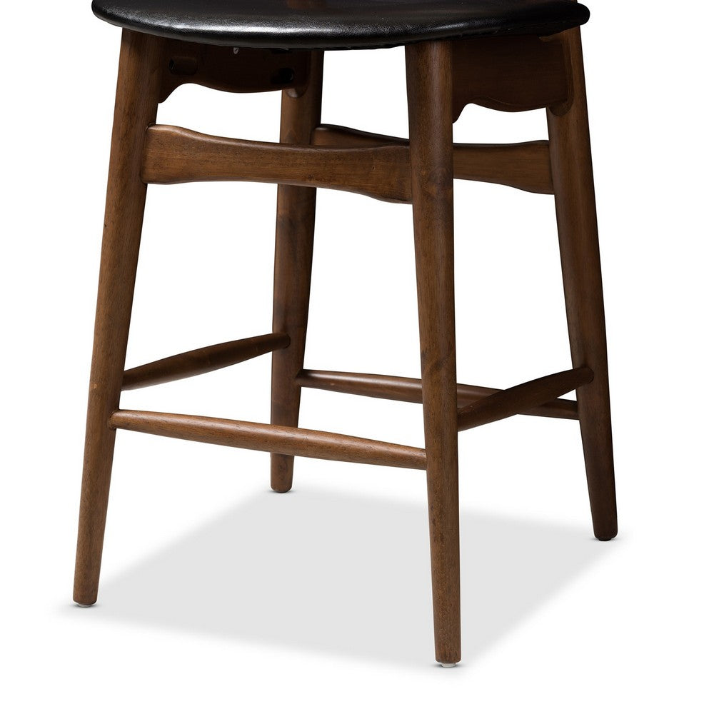 Baxton Studio - Flora Set of 2 Counter Stools in Black/Walnut Brown - Flora-Black/Walnut-Counter Stool view 5