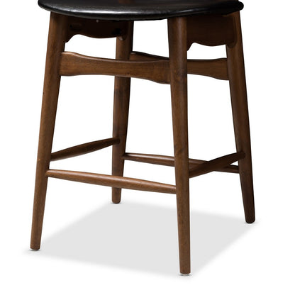 Baxton Studio - Flora Set of 2 Counter Stools in Black/Walnut Brown - Flora-Black/Walnut-Counter Stool view 5