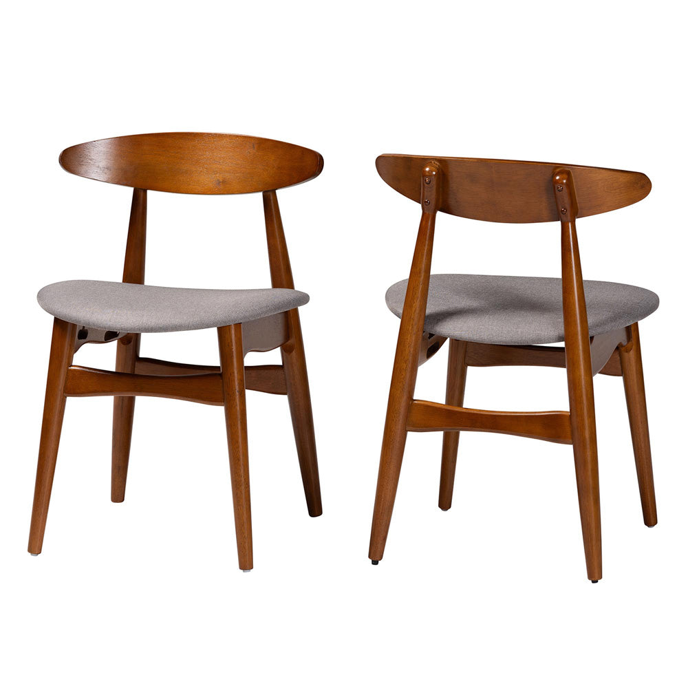 Baxton Studio - Flora Set of 2 Dining Chairs in Light Grey/