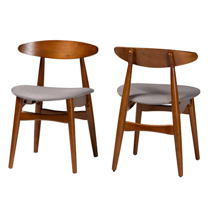 Baxton Studio - Flora Set of 2 Dining Chairs in Light Grey/"Oak" Medium Brown - Flora-Medium Oak-DC view 1