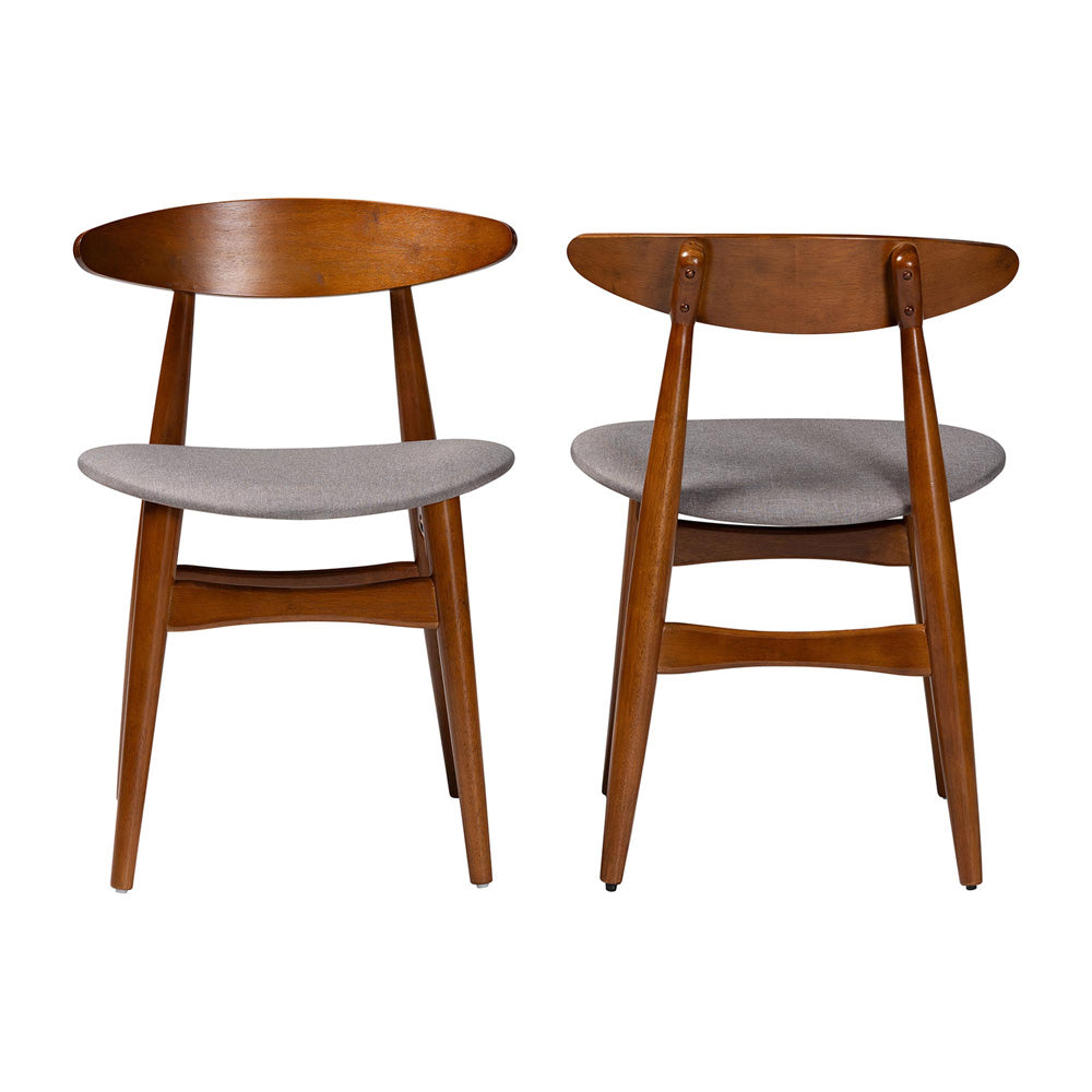 Baxton Studio - Flora Set of 2 Dining Chairs in Light Grey/"Oak" Medium Brown - Flora-Medium Oak-DC view 2