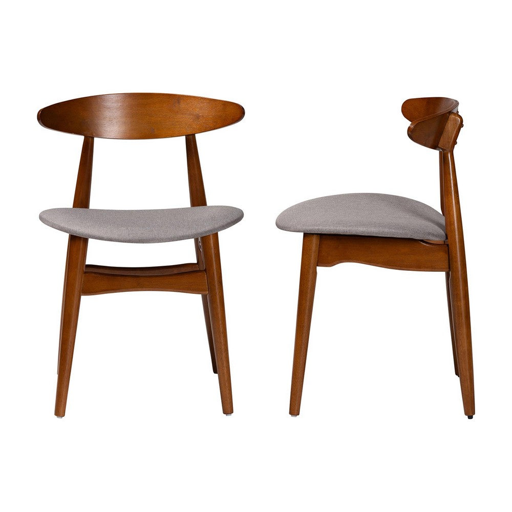 Baxton Studio - Flora Set of 2 Dining Chairs in Light Grey/"Oak" Medium Brown - Flora-Medium Oak-DC view 3