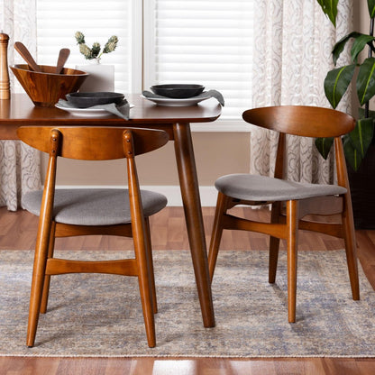 Baxton Studio - Flora Set of 2 Dining Chairs in Light Grey/"Oak" Medium Brown - Flora-Medium Oak-DC view 7