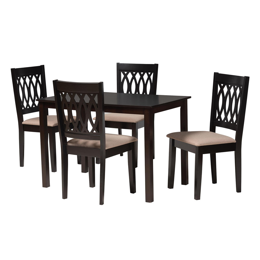 Baxton Studio - Florencia Dining Set in Beige/Espresso Brown - RH388C-Sand/Dark Brown-5PC Dining Set view 1
