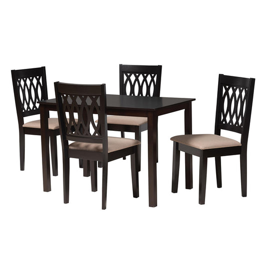 Baxton Studio - Florencia Dining Set in Beige/Espresso Brown - RH388C-Sand/Dark Brown-5PC Dining Set view 1