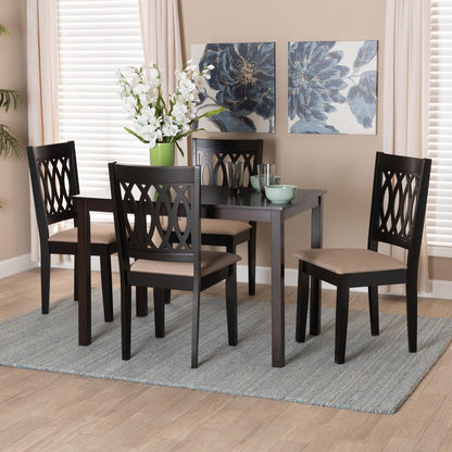 Baxton Studio - Florencia Dining Set in Beige/Espresso Brown - RH388C-Sand/Dark Brown-5PC Dining Set view 8