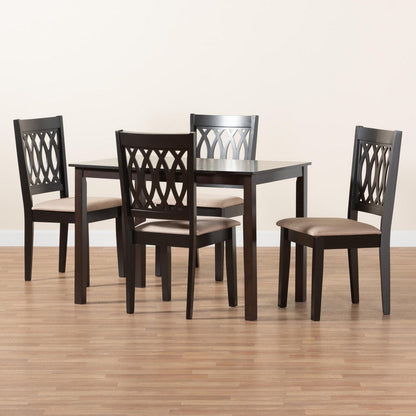Baxton Studio - Florencia Dining Set in Beige/Espresso Brown - RH388C-Sand/Dark Brown-5PC Dining Set view 9