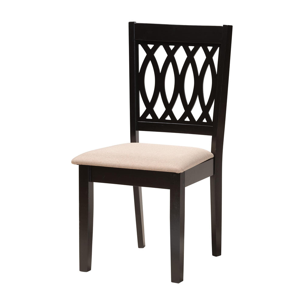 Baxton Studio - Florencia Dining Set in Beige/Espresso Brown - RH388C-Sand/Dark Brown-6PC Dining Set view 2
