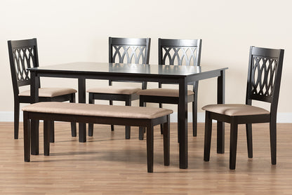 Baxton Studio - Florencia Dining Set in Beige/Espresso Brown - RH388C-Sand/Dark Brown-6PC Dining Set view 10