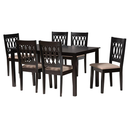 Baxton Studio - Florencia Dining Set in Beige/Espresso Brown - RH388C-Sand/Dark Brown-7PC Dining Set view 1