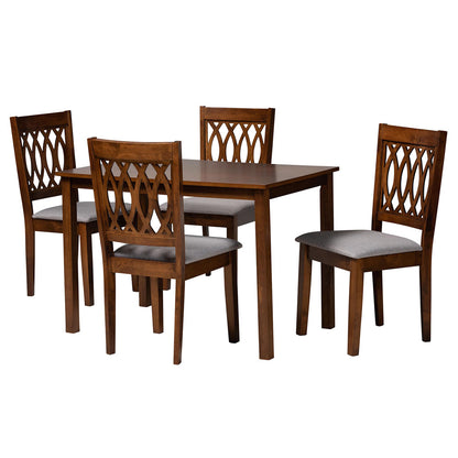 Baxton Studio - Florencia Dining Set in Grey/Walnut Brown - RH388C-Grey/Walnut-5PC Dining Set view 1