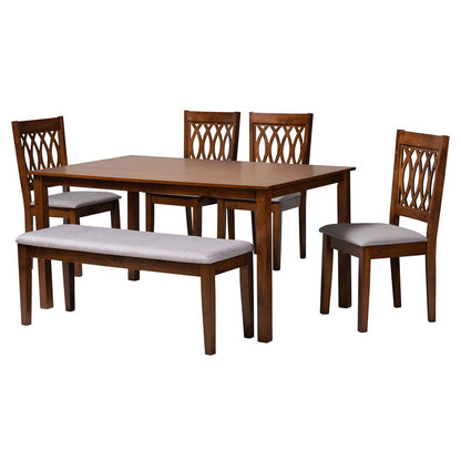 Baxton Studio - Florencia Dining Set in Grey/Walnut Brown - RH388C-Grey/Walnut-6PC Dining Set view 1