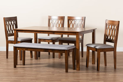 Baxton Studio - Florencia Dining Set in Grey/Walnut Brown - RH388C-Grey/Walnut-6PC Dining Set view 10