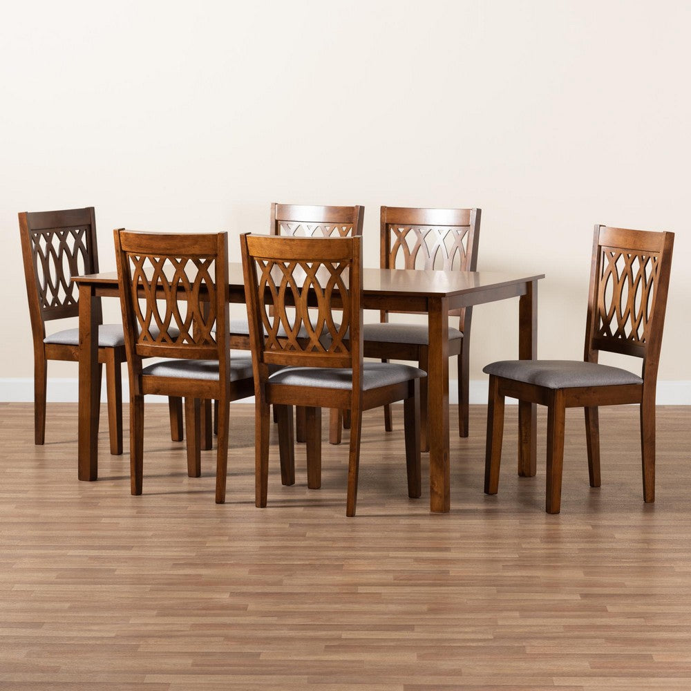 Baxton Studio - Florencia Dining Set in Grey/Walnut Brown - RH388C-Grey/Walnut-7PC Dining Set view 9