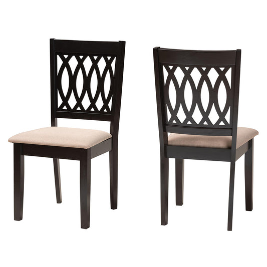 Baxton Studio - Florencia Set of 2 Dining Chairs in Beige/Espresso Brown - RH388C-Sand/Dark Brown-DC-2PK view 1