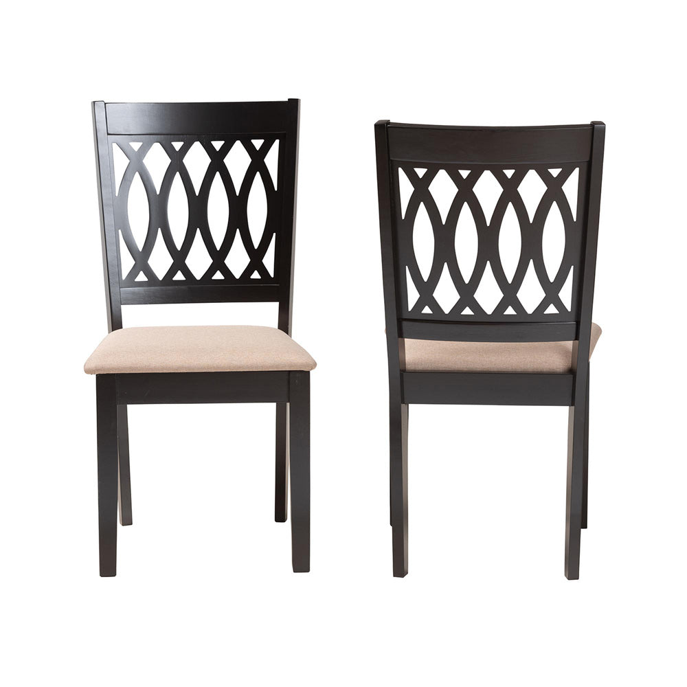 Baxton Studio - Florencia Set of 2 Dining Chairs in Beige/Espresso Brown - RH388C-Sand/Dark Brown-DC-2PK view 2
