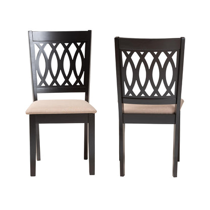 Baxton Studio - Florencia Set of 2 Dining Chairs in Beige/Espresso Brown - RH388C-Sand/Dark Brown-DC-2PK view 2