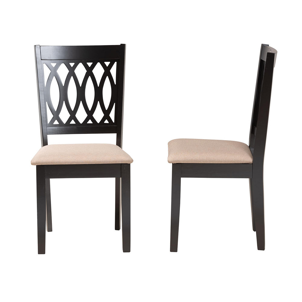 Baxton Studio - Florencia Set of 2 Dining Chairs in Beige/Espresso Brown - RH388C-Sand/Dark Brown-DC-2PK view 3
