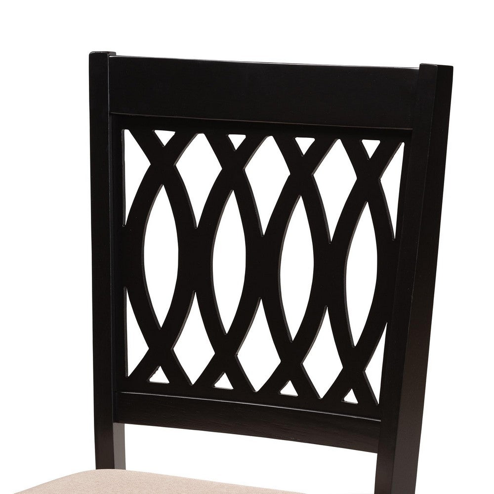 Baxton Studio - Florencia Set of 2 Dining Chairs in Beige/Espresso Brown - RH388C-Sand/Dark Brown-DC-2PK view 4