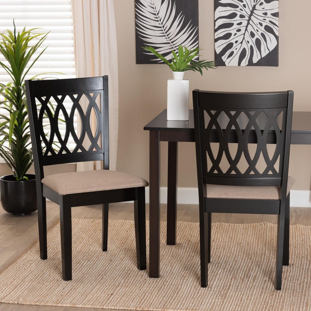 Baxton Studio - Florencia Set of 2 Dining Chairs in Beige/Espresso Brown - RH388C-Sand/Dark Brown-DC-2PK view 7