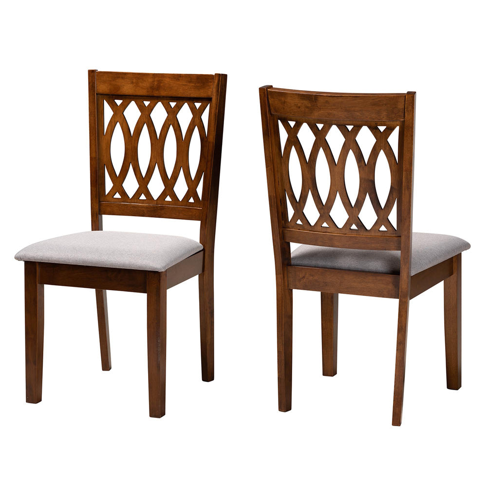 Baxton Studio - Florencia Set of 2 Dining Chairs in Grey/Walnut Brown - RH388C-Grey/Walnut-DC-2PK view 1
