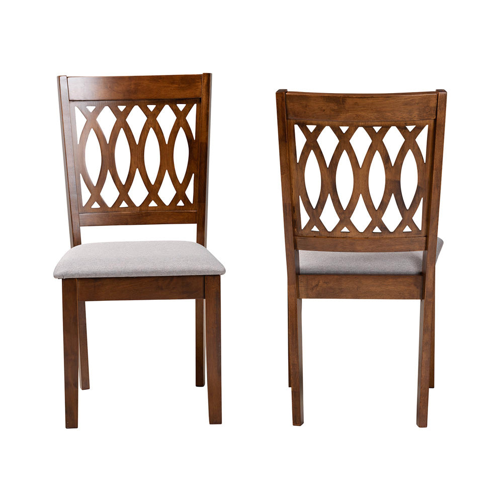 Baxton Studio - Florencia Set of 2 Dining Chairs in Grey/Walnut Brown - RH388C-Grey/Walnut-DC-2PK view 2