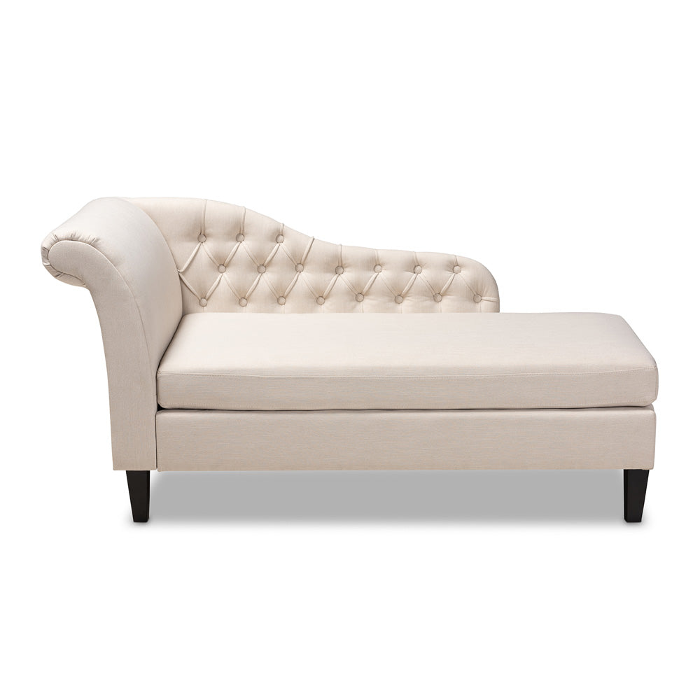 Baxton Studio - Florent Chaise in Beige - CFCL2-Beige/Black-KD Chaise view 1