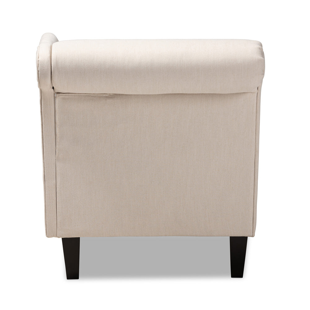 Baxton Studio - Florent Chaise in Beige - CFCL2-Beige/Black-KD Chaise view 3