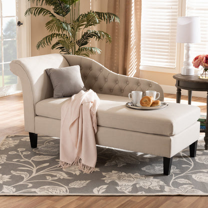 Baxton Studio - Florent Chaise in Beige - CFCL2-Beige/Black-KD Chaise view 6