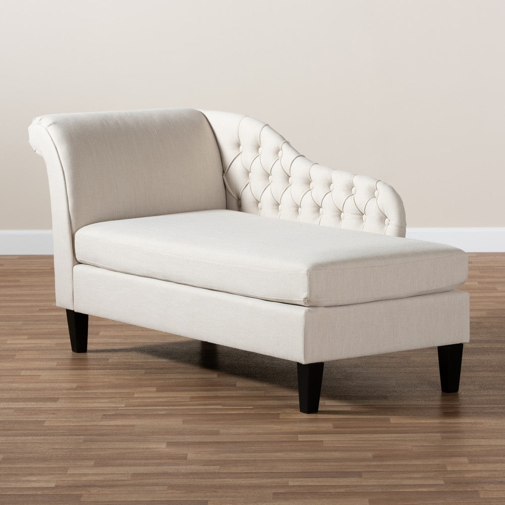 Baxton Studio - Florent Chaise in Beige - CFCL2-Beige/Black-KD Chaise view 7