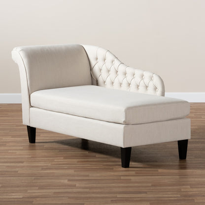 Baxton Studio - Florent Chaise in Beige - CFCL2-Beige/Black-KD Chaise view 7