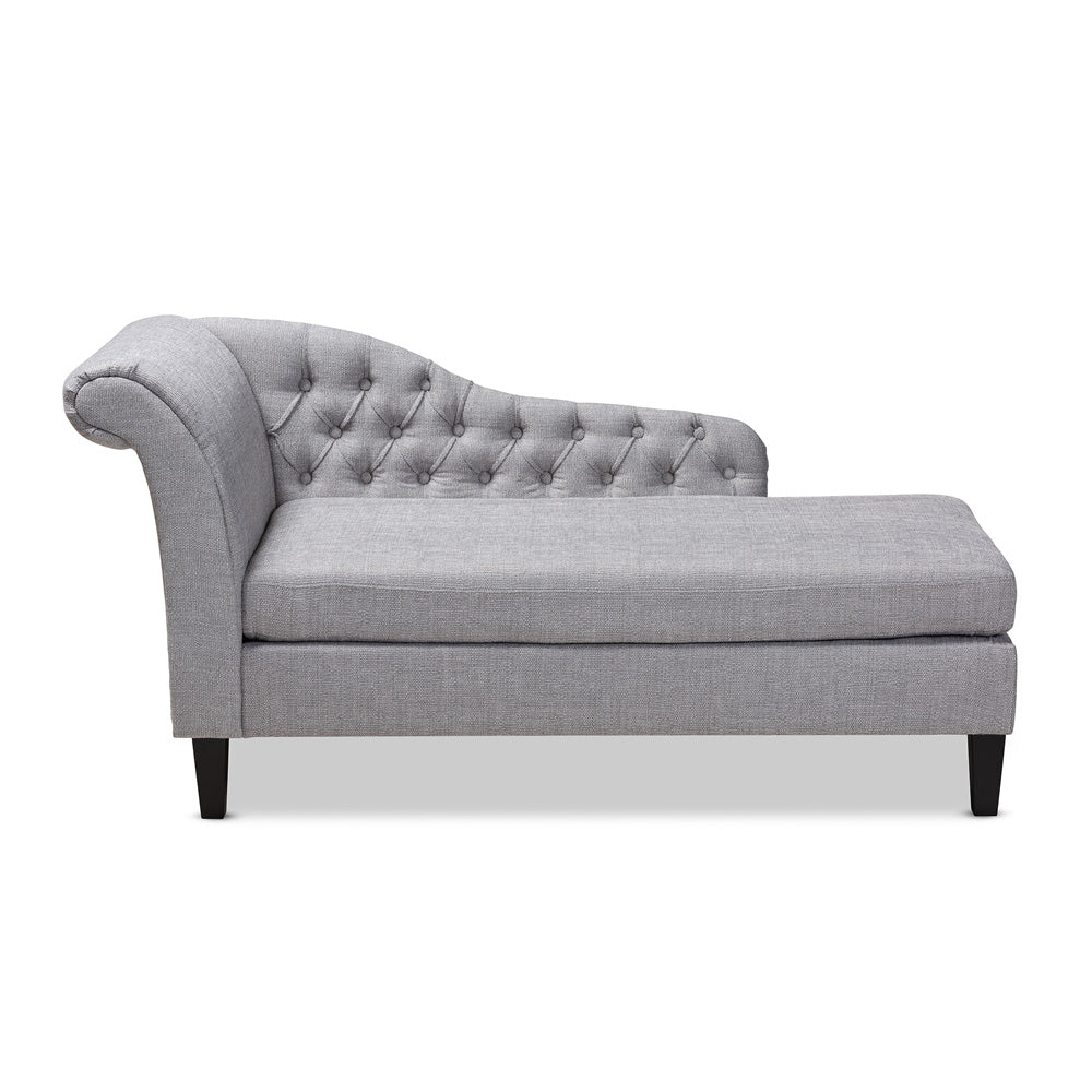 Baxton Studio - Florent Chaise in Gray - CFCL2-Grey/Black-KD Chaise view 1