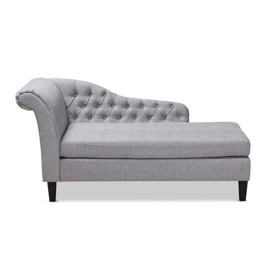 Baxton Studio - Florent Chaise in Gray - CFCL2-Grey/Black-KD Chaise view 1